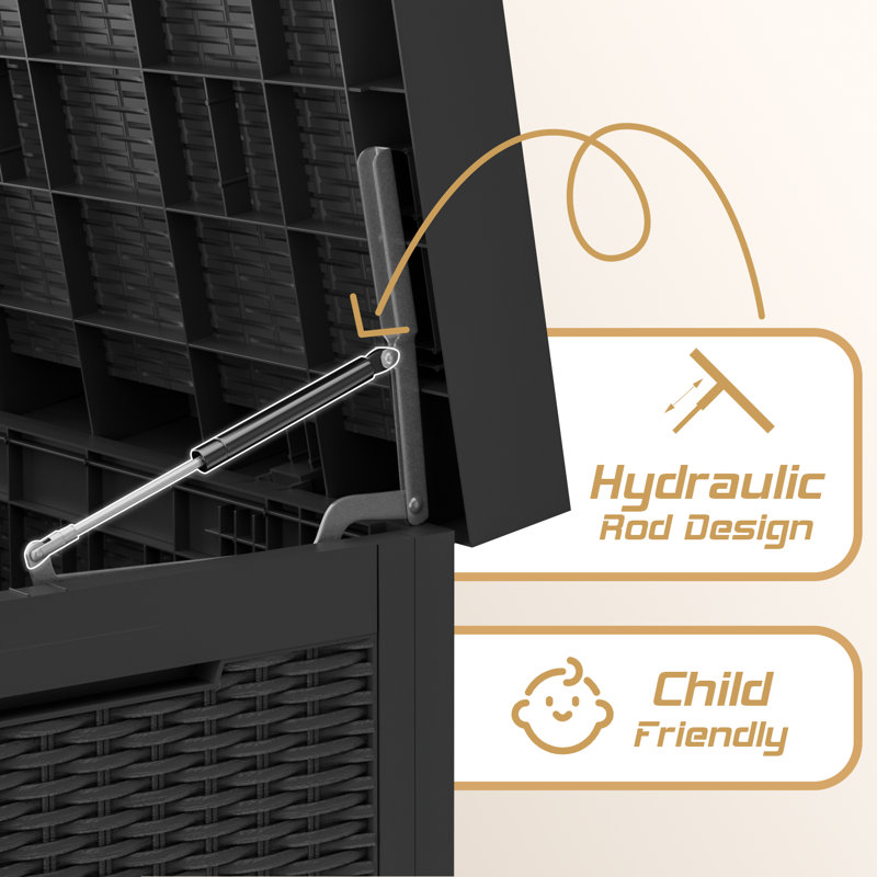 Devoko 100 Gallons Waterproof Resin Lockable Deck Box With Seat Cushion & Reviews Wayfair